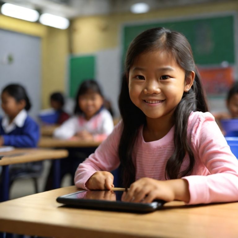 Filipino Child using a Tablet in School